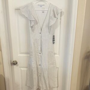 HYFVE Striped Midi Dress in White and Black